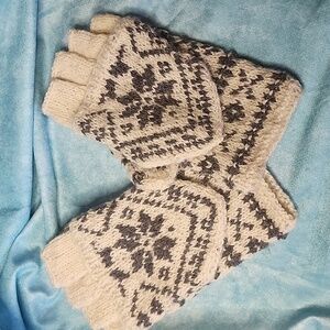 Handmade Holland Knit Fingerless Convertable Glove Mittens